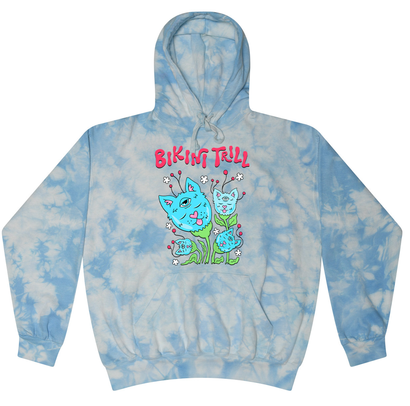 Tie Dye Cat Hoodie (Light Blue)